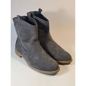 Old Navy Women's Size 8 Chelsea Gray Ankle Faux-Suede Pull-On Block Heel Boots